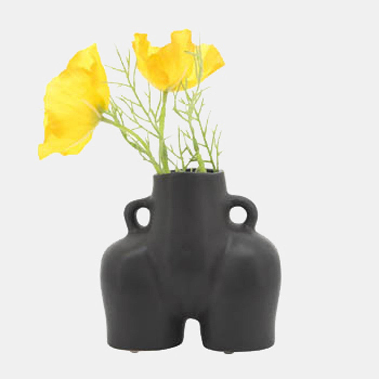 Cer, 6" Half Body Vase, Black