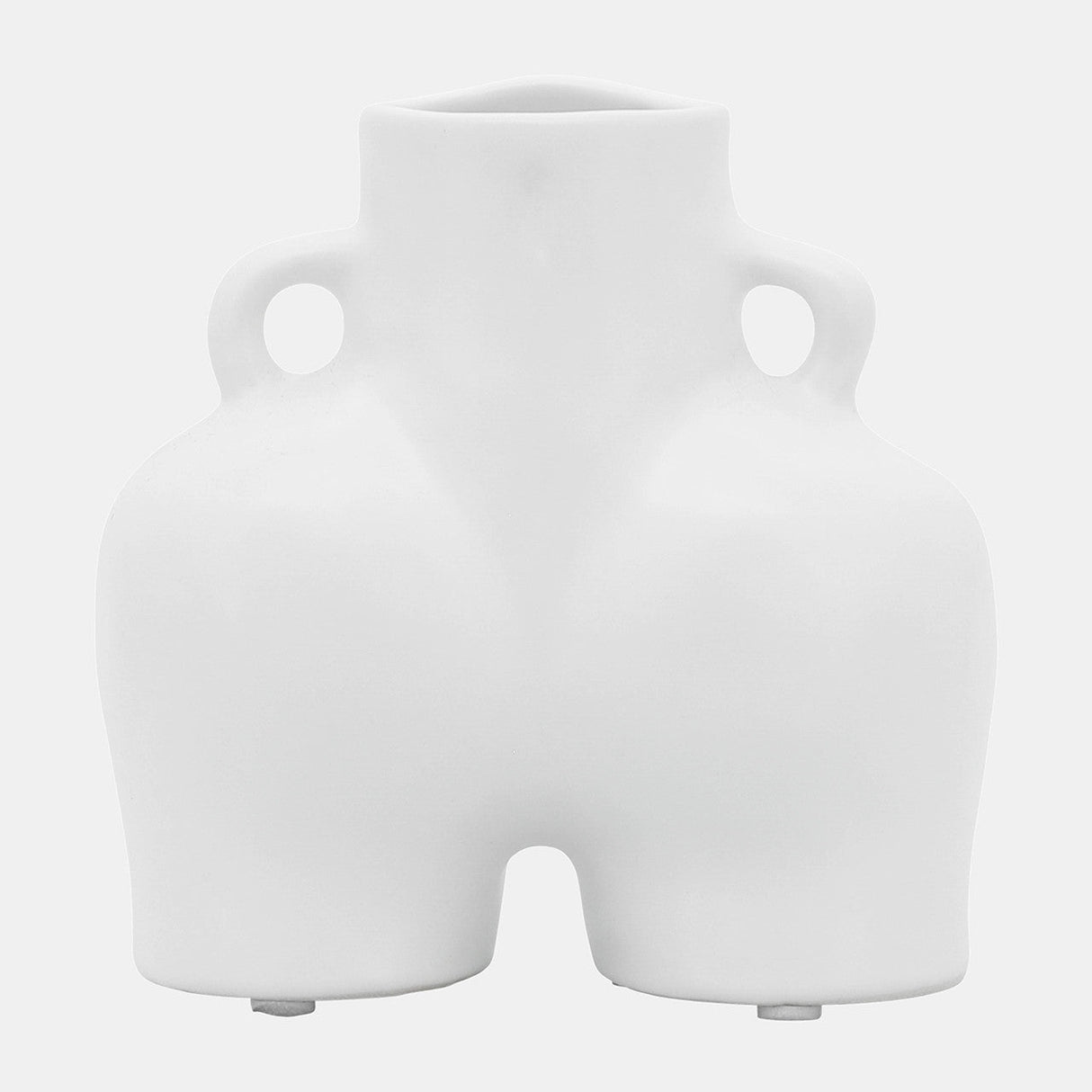 Cer, 6" Half Body Vase, White