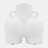 Cer, 6" Half Body Vase, White
