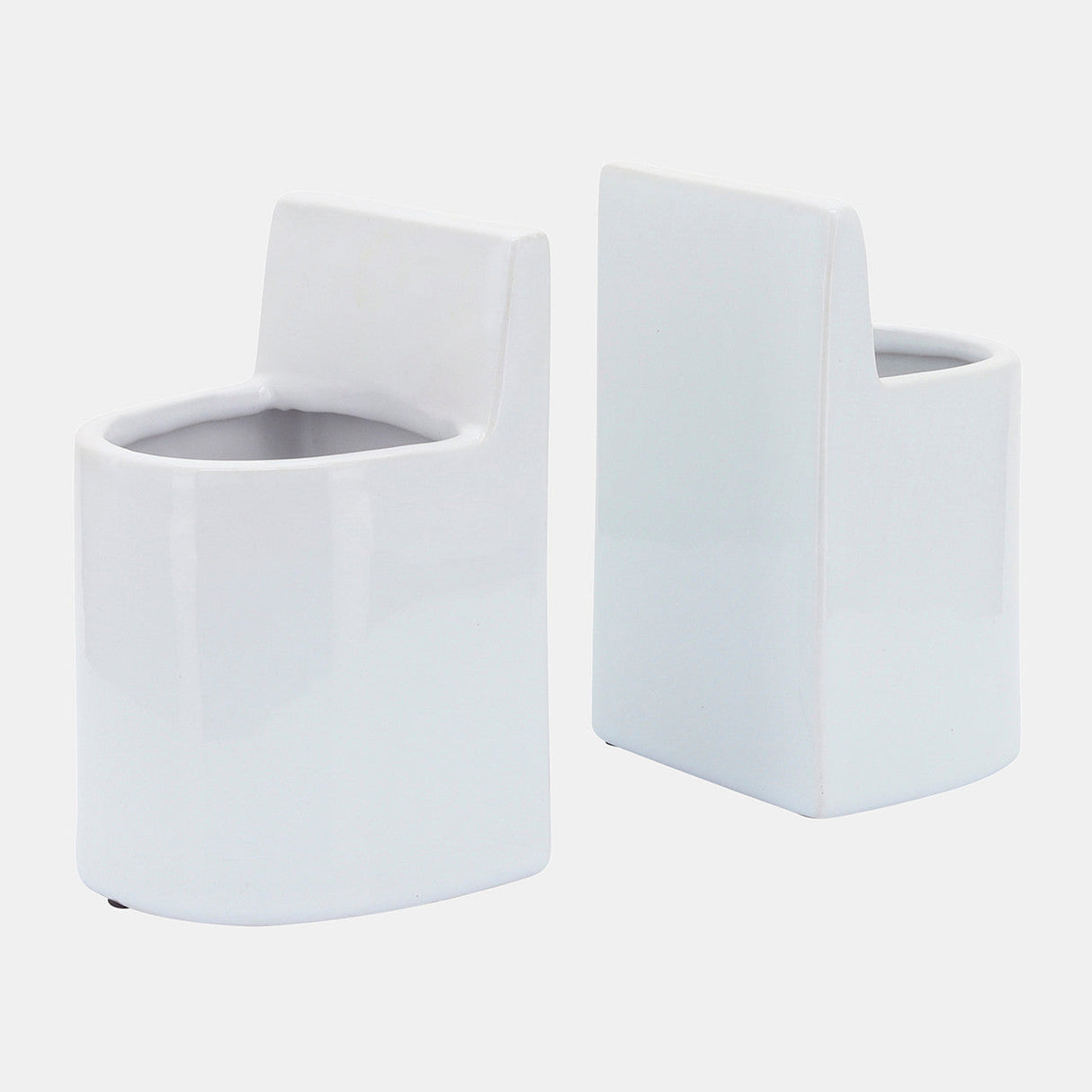 Cer, 6" Pouch Bookends, White