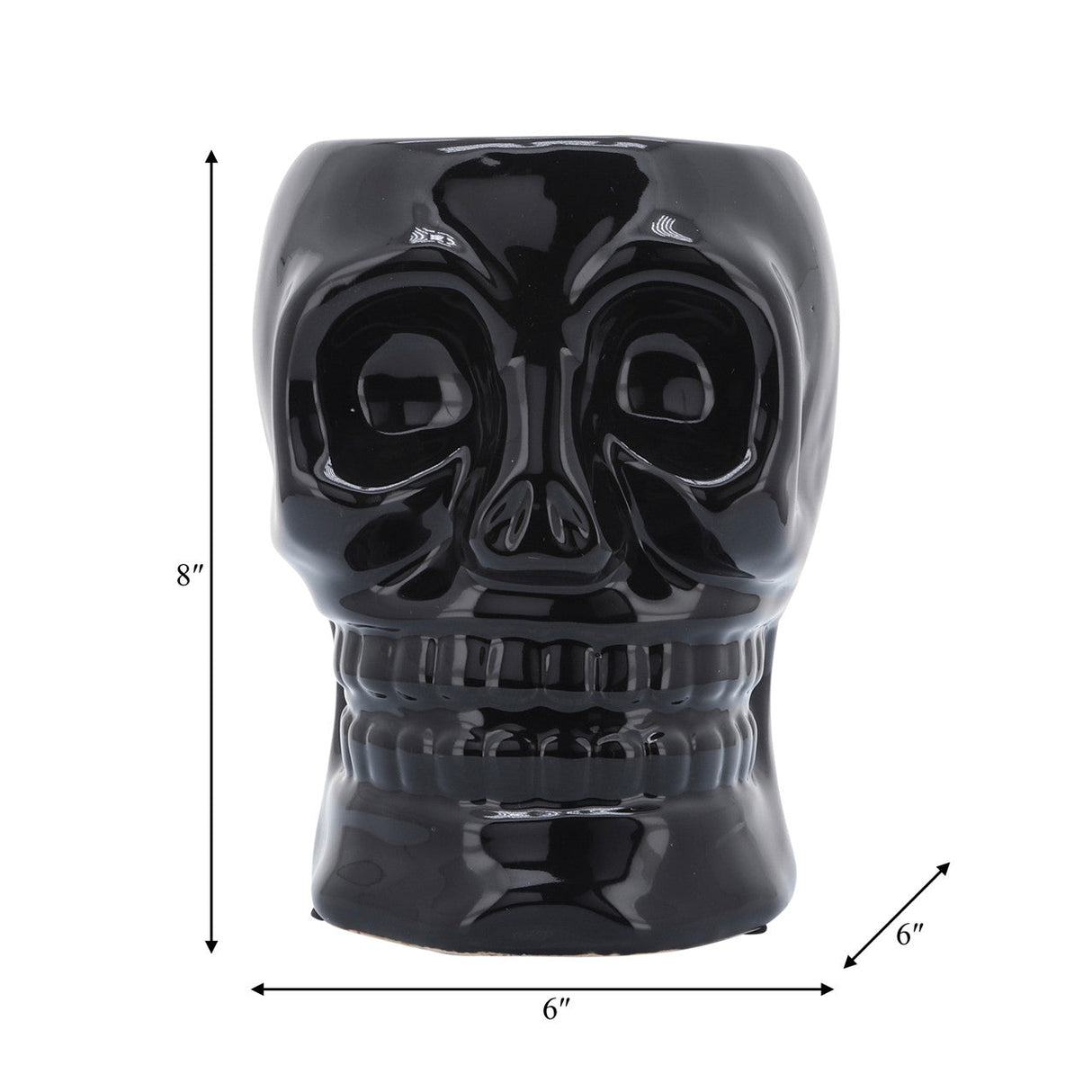 Cer, 6" Skull Vase, Black