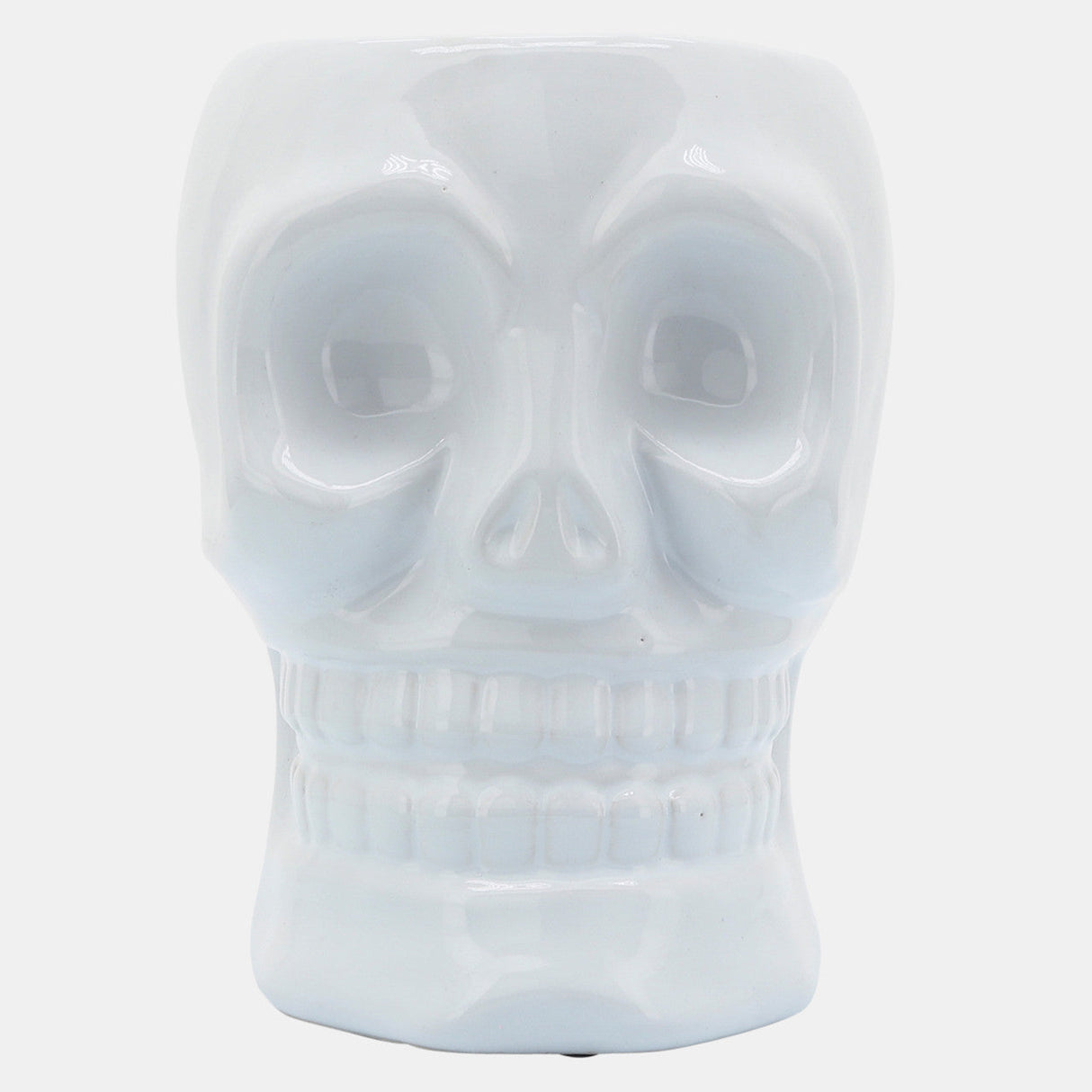 Cer, 6" Skull Vase, White