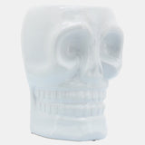 Cer, 6" Skull Vase, White