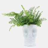 Cer, 6" Skull Vase, White