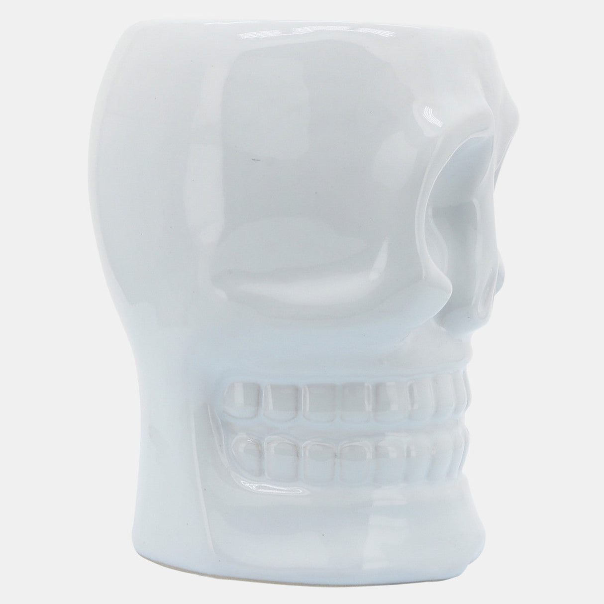 Cer, 6" Skull Vase, White