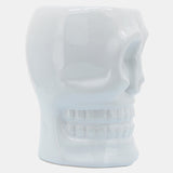 Cer, 6" Skull Vase, White