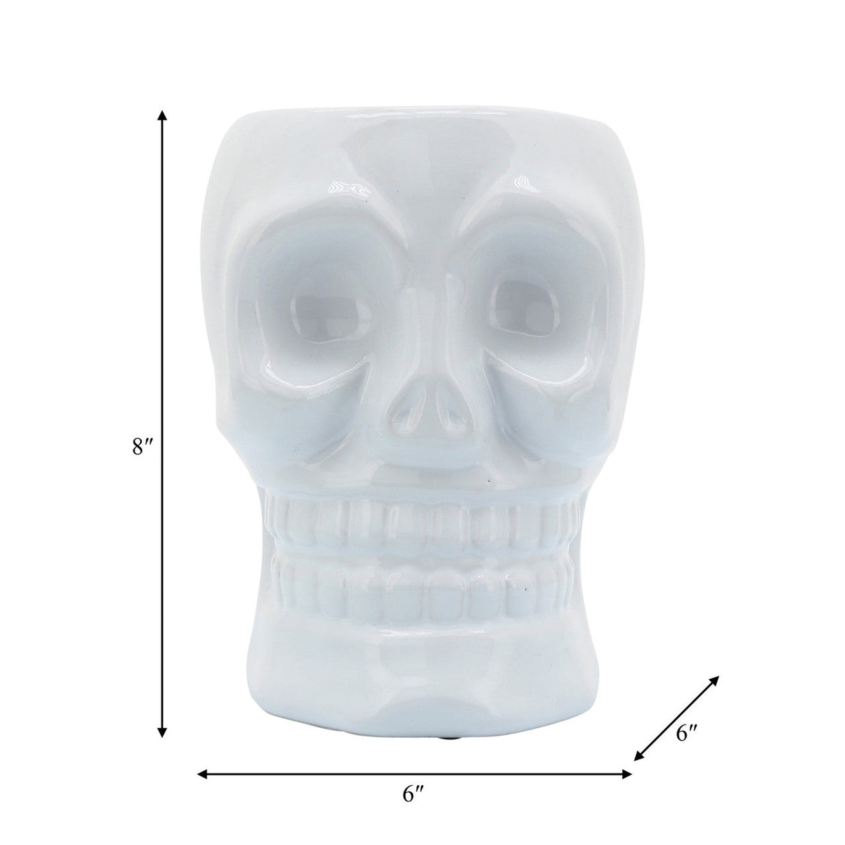 Cer, 6" Skull Vase, White