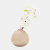 Cer,6",stripe Oval Vase,irish Cream