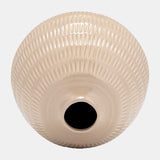 Cer,6",stripe Oval Vase,irish Cream