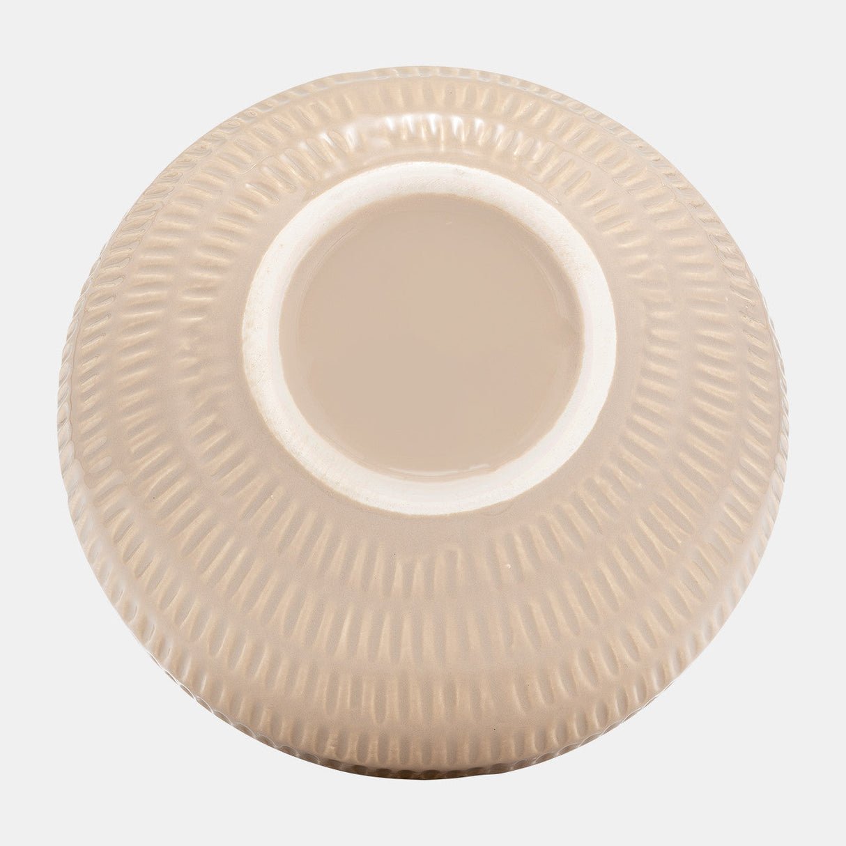 Cer,6",stripe Oval Vase,irish Cream