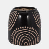 Cer, 6" Tribal Arch Vase, Black/tan