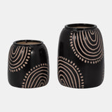 Cer, 6" Tribal Arch Vase, Black/tan