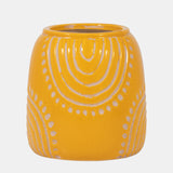 Cer, 6" Tribal Arch Vase, Mustard/tan