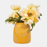 Cer, 6" Tribal Arch Vase, Mustard/tan