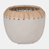 Cer, 7" Bowl With Top Weave, Ivory