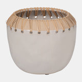 Cer, 7" Bowl With Top Weave, Ivory