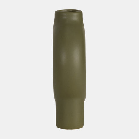 Cer,7",donut Footed Vase,olive