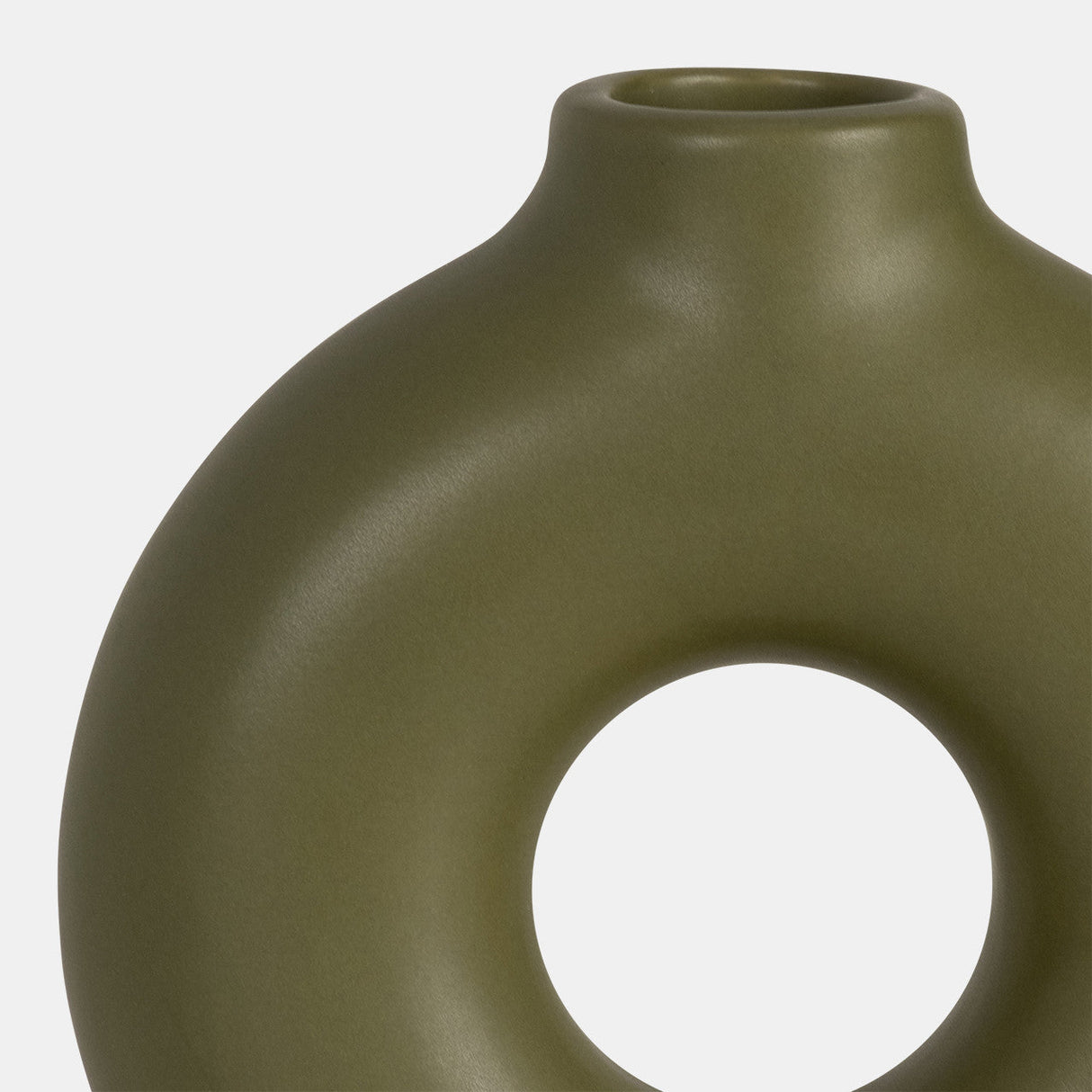 Cer,7",donut Footed Vase,olive