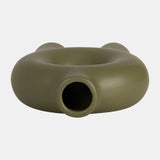 Cer,7",donut Footed Vase,olive