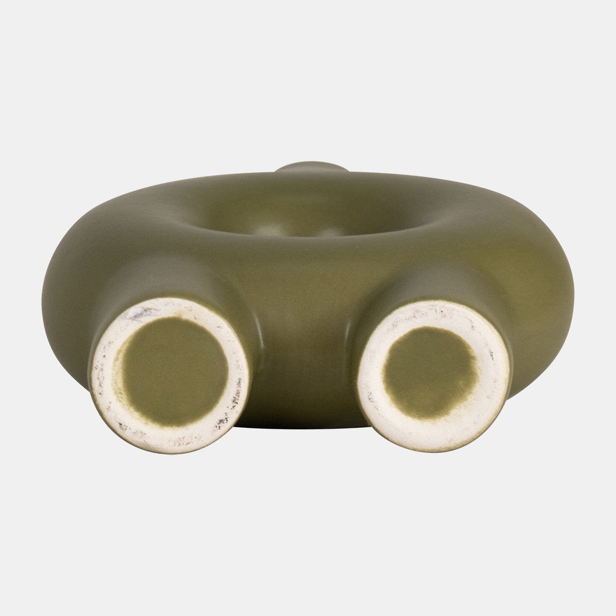 Cer,7",donut Footed Vase,olive