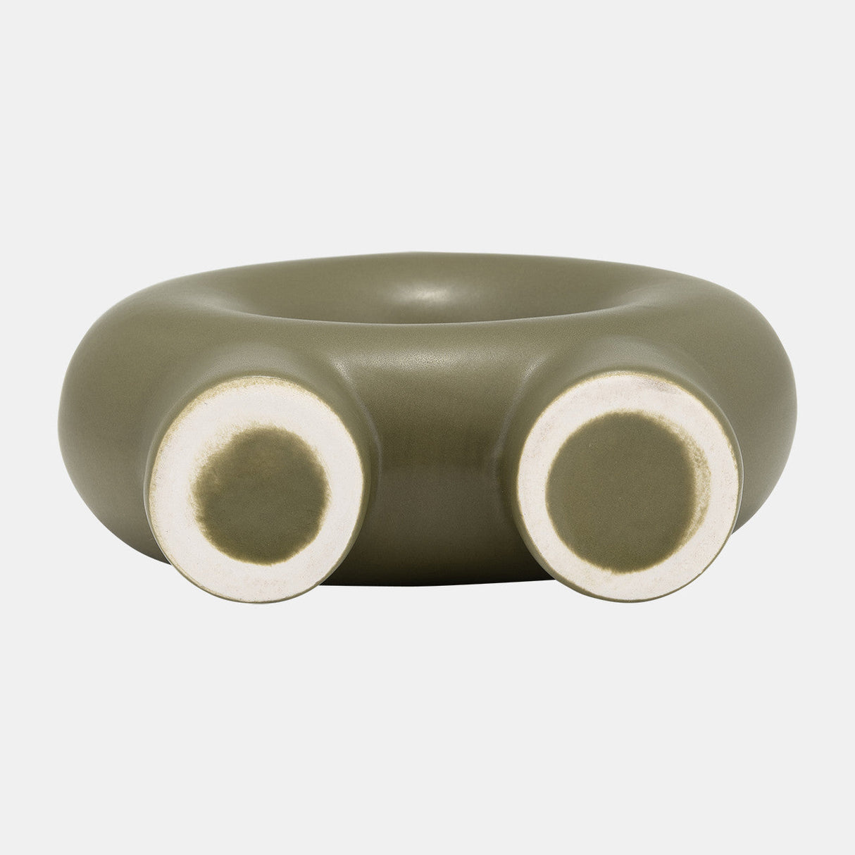 Cer,7",donut Footed Vase,olive