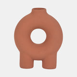 Cer,7",donut Footed Vase,terracotta