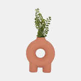 Cer,7",donut Footed Vase,terracotta