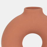 Cer,7",donut Footed Vase,terracotta