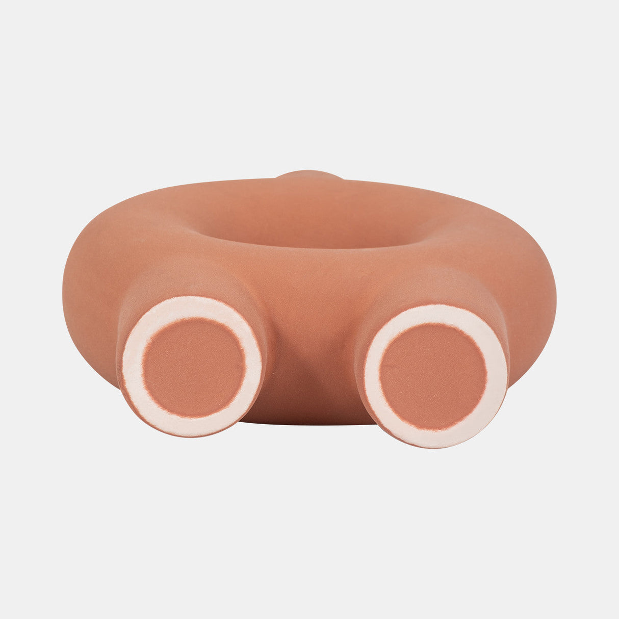 Cer,7",donut Footed Vase,terracotta