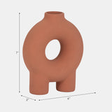 Cer,7",donut Footed Vase,terracotta