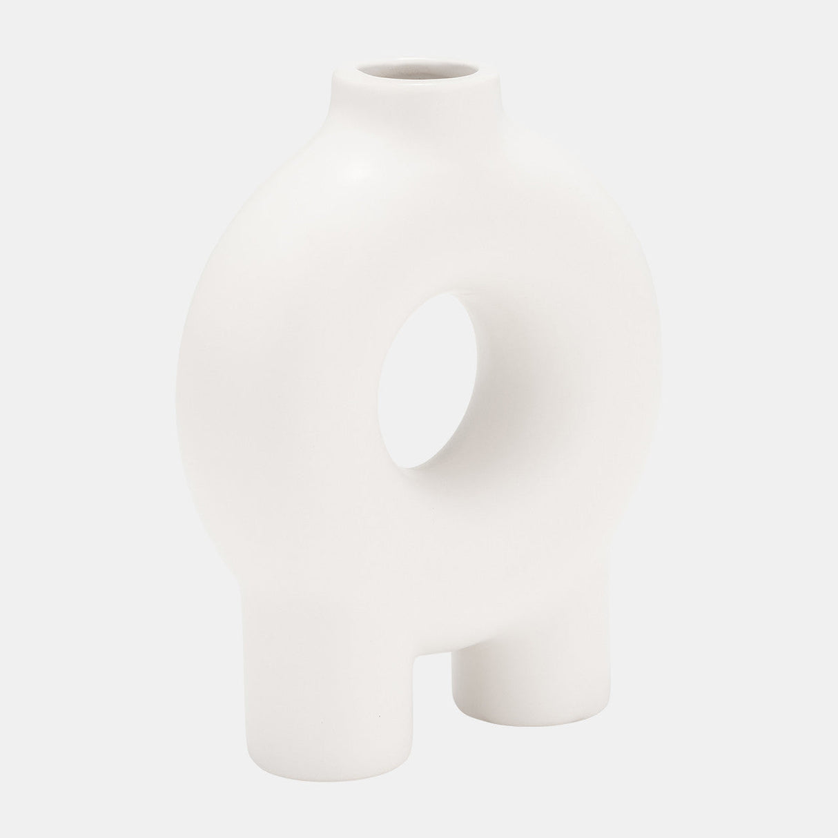 Cer,7",donut Footed Vase,white