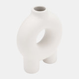 Cer,7",donut Footed Vase,white