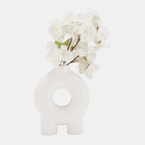 Cer,7",donut Footed Vase,white