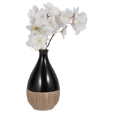 Cer, 7"h 2-tone Teardrop Vase, Creme/blk