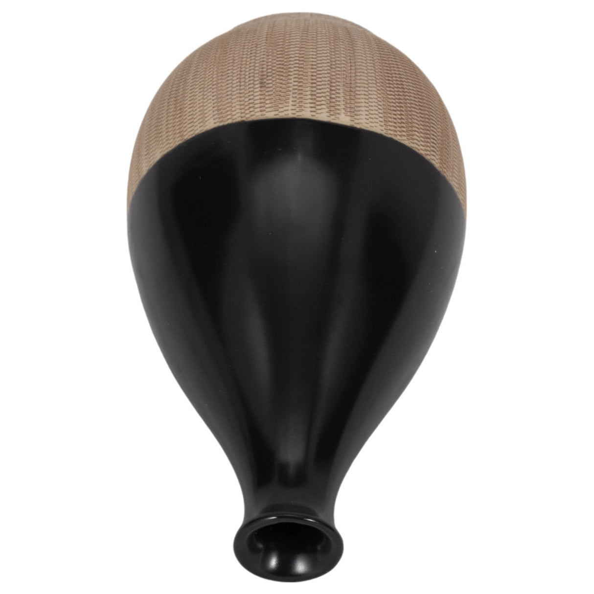 Cer, 7"h 2-tone Teardrop Vase, Creme/blk