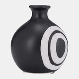 Cer, 7"h Abstract Vase, Black