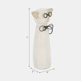 Cer, 7"h Cat W/ Glasses, Beige