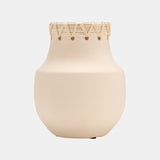 Cer, 7"h Vase W/ Weaving, Natural