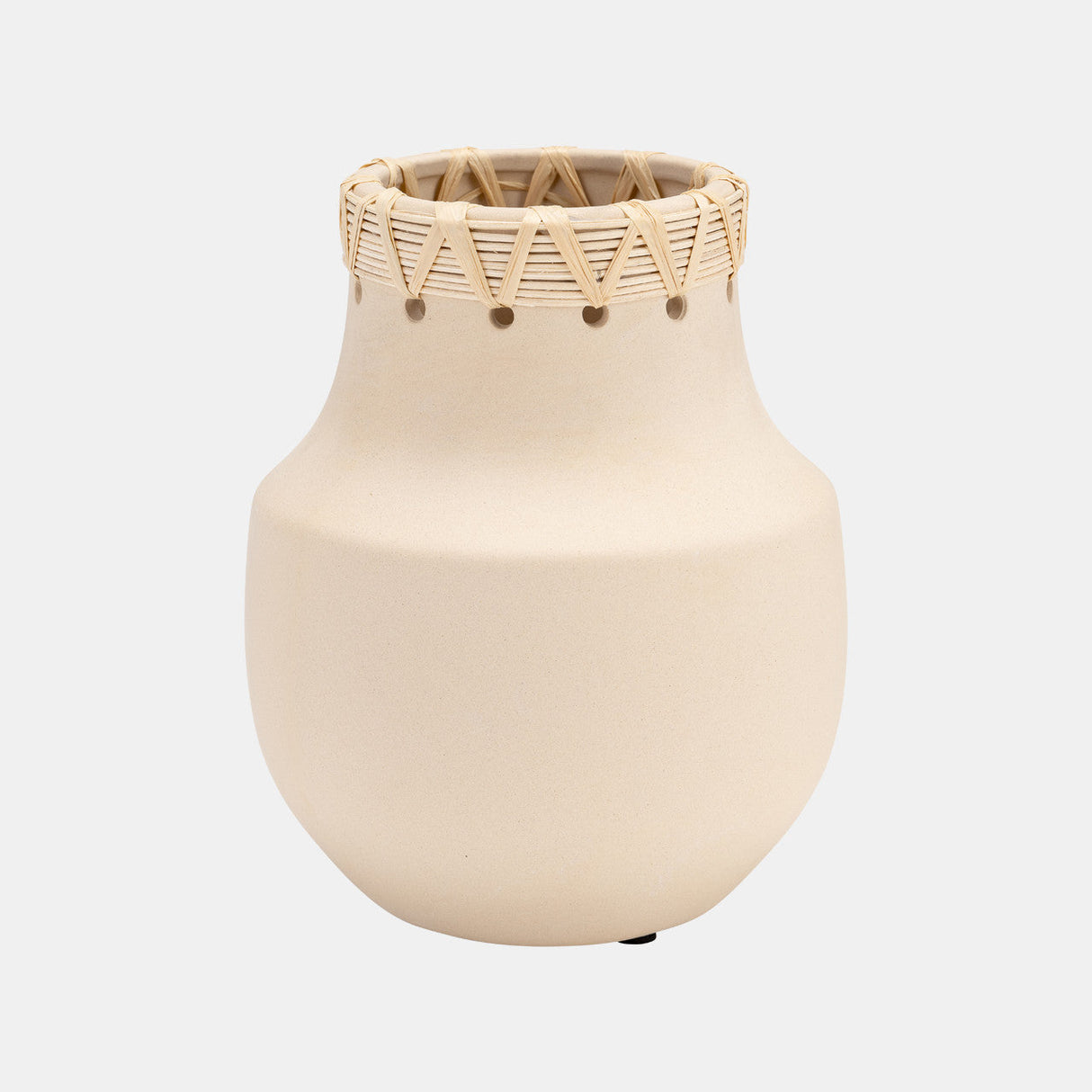 Cer, 7"h Vase W/ Weaving, Natural