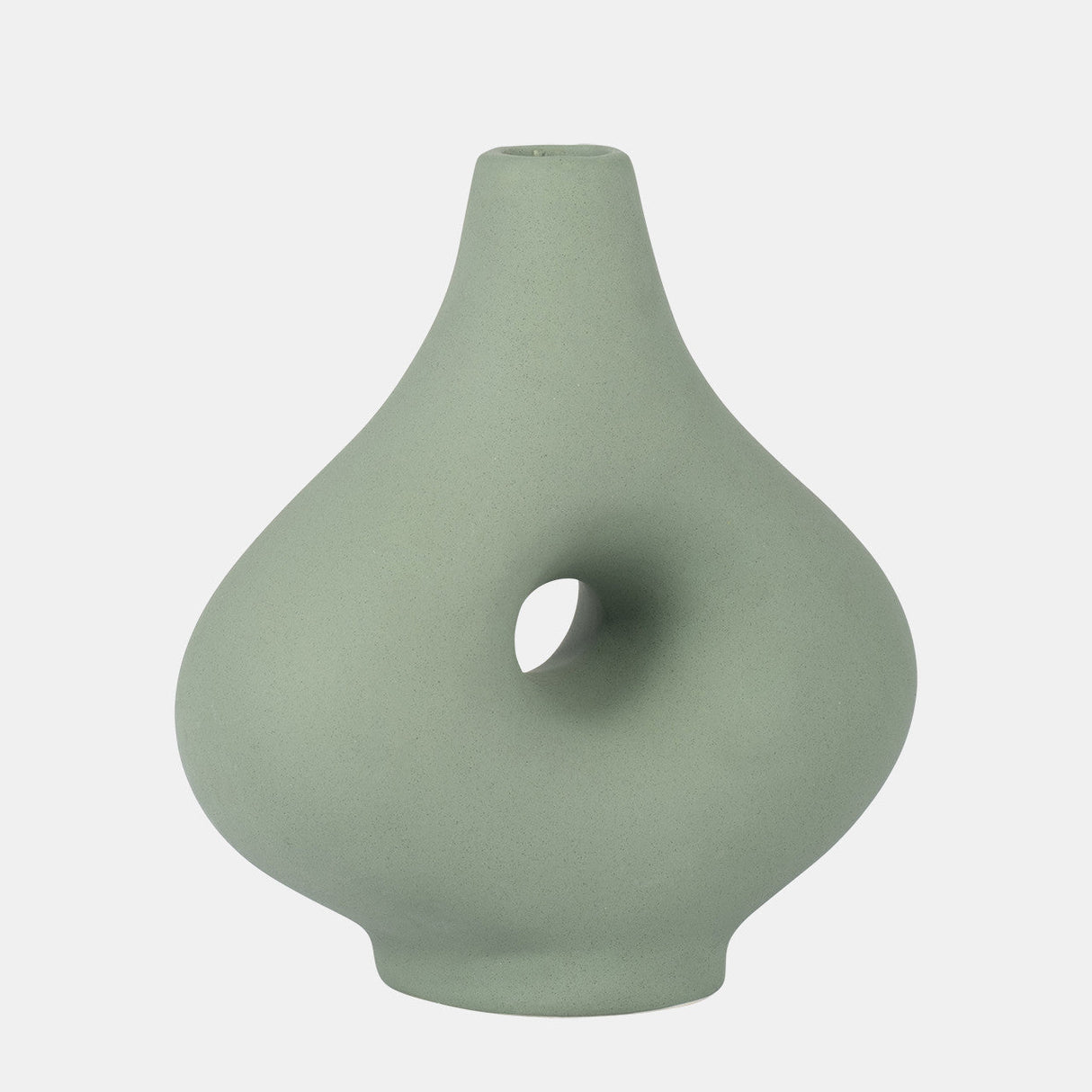 Cer, 7" Short Open Cut-out Nomad Vase, Dark Sage