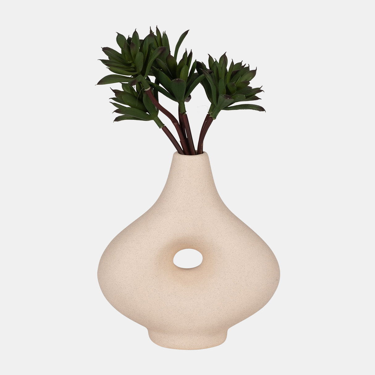 Cer, 7" Short Open Cut-out Nomad Vase, Ivory