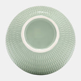 Cer,7",stripe Oval Vase,dark Sage