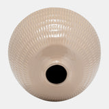 Cer,7",stripe Oval Vase,irish Cream