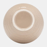 Cer,7",stripe Oval Vase,irish Cream