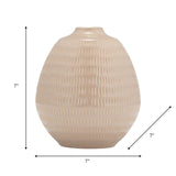 Cer,7",stripe Oval Vase,irish Cream