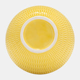 Cer,7",stripe Oval Vase,yellow