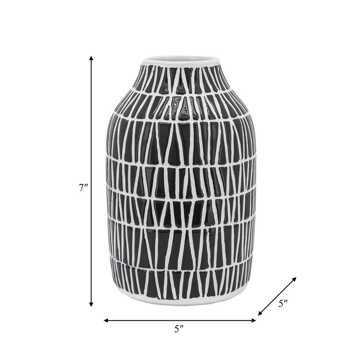 Cer, 7" Tribal Vase, Black