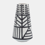 Cer, 8" Eclectic Vase, Black/white