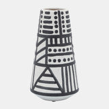 Cer, 8" Eclectic Vase, Black/white