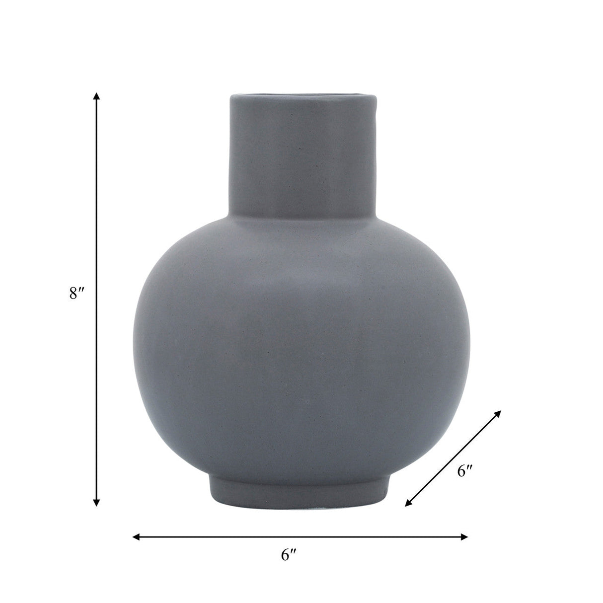 Cer, 8"h Bulbous Vase, Gray